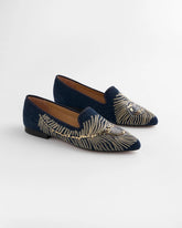 Chico's Discount Denim Peacock Embroidered Flats