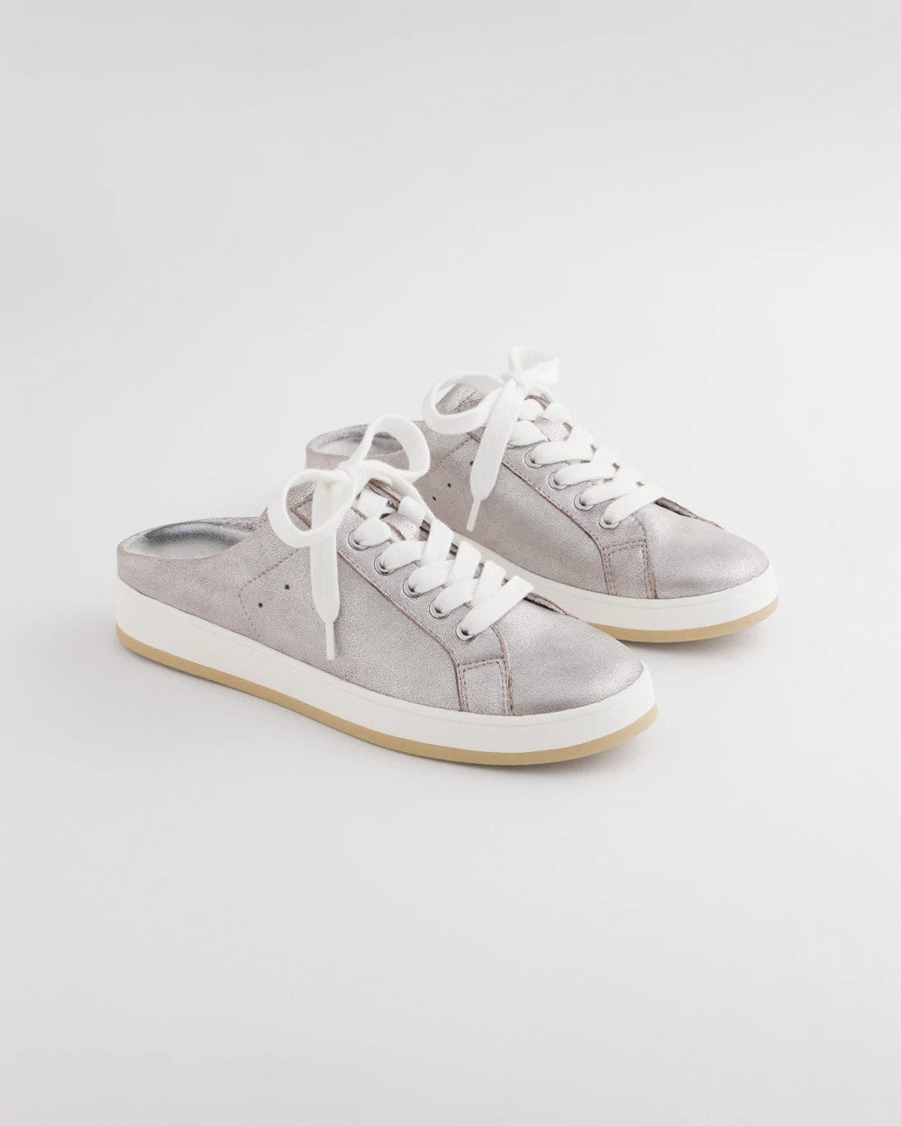 Chico's For Sale Metallic Silver Metallic Snap Slip-On Sneakers