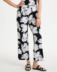 Chico's Sale Black Travelers™ Knit Abstract Floral Cropped Pants