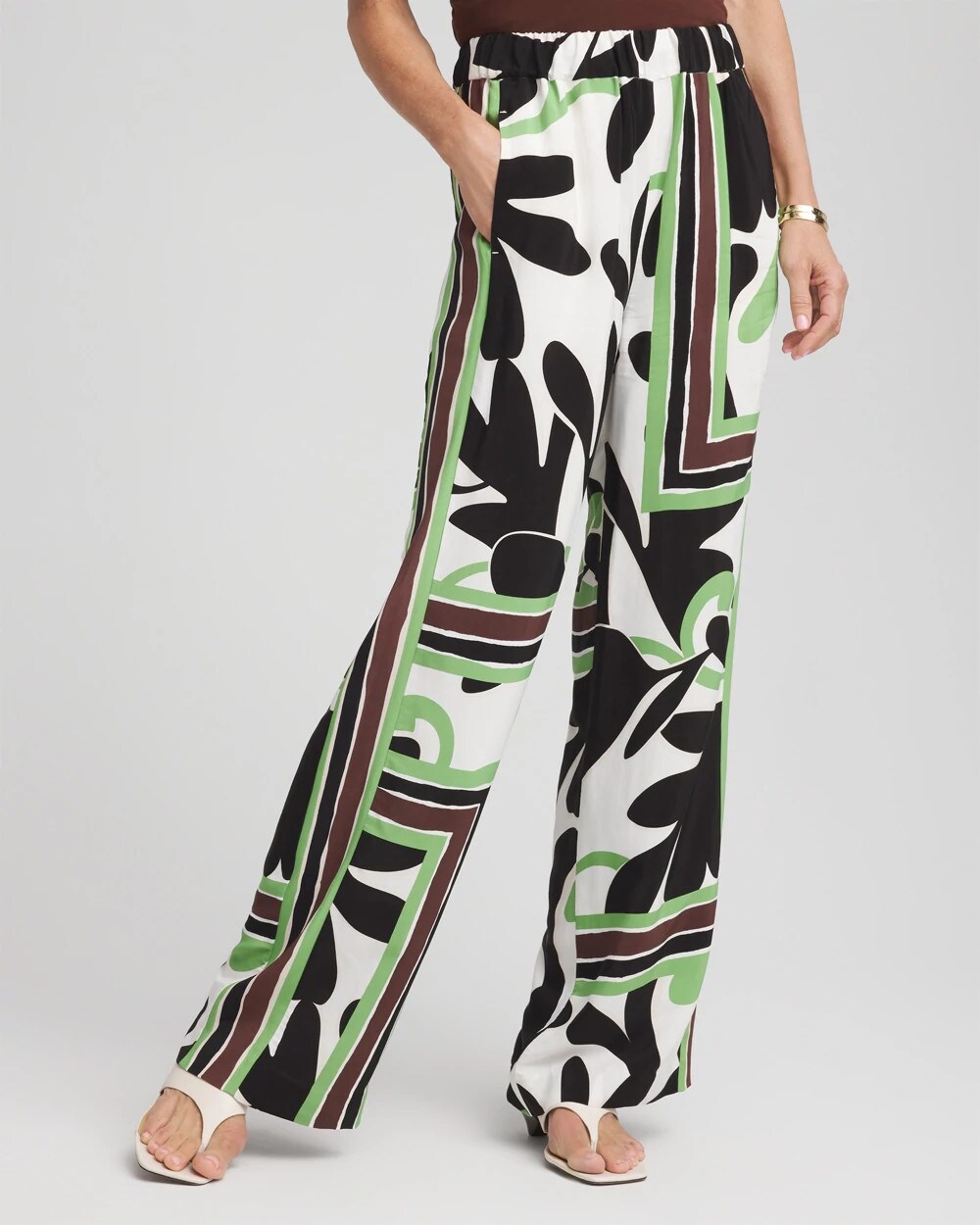 Chico's Discount Ecru Printed Silky Soft Pants