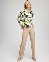 Chico's For Sale Cattail Brown Petite Cotton Straight-Leg Trousers