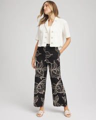 Chico's Online Black Embroidered Wide-Leg Cropped Pants