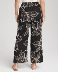 Chico's Online Black Embroidered Wide-Leg Cropped Pants