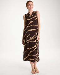 Chico's For Sale Cocoa Bean Travelers™ Zebra Double V-Neck Maxi Dress
