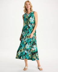 Chico's Online Topanga Green Palm Printed Knit Maxi Dress