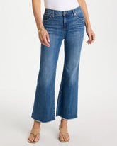 Chico's Discount Jessamine Indigo Girlfriend Frayed Flared Jeans