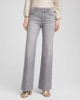Chico's Outlet Le Havre Wash Rose Gold Embellished Girlfriend Flared Jeans