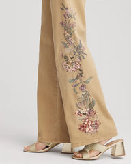 Chico's On Sale Cafe Aroma Embroidered High-Rise Wide-Leg Jeans