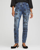 Chico's Sale Emilia Indigo Mixed-Media Girlfriend Slim Ankle Jeans