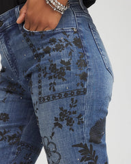 Chico's Sale Emilia Indigo Mixed-Media Girlfriend Slim Ankle Jeans