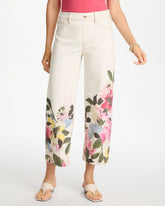 Chico's Online Sea Salt Printed Pull-On Wide Crop Jeans