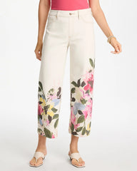 Chico's Online Sea Salt Printed Pull-On Wide Crop Jeans