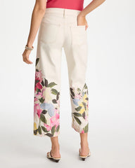 Chico's Online Sea Salt Printed Pull-On Wide Crop Jeans