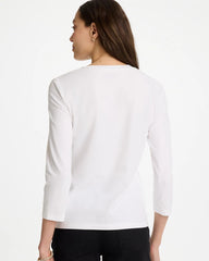 Chico's Discount Black Printed Cotton Stretch 3/4 Sleeve Tee