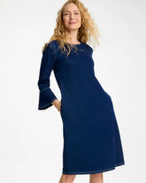 Chico's Outlet Indigo Bell Sleeve Knit Denim Dress