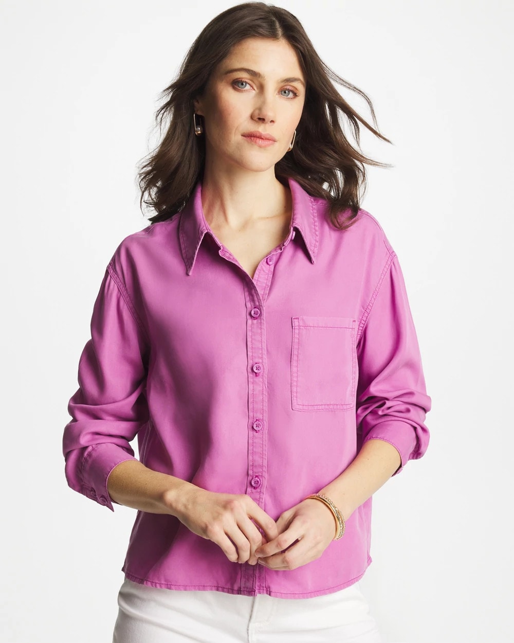 Chico's Sale Violet Shadow Classic Collared Denim Shirt