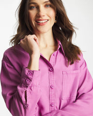 Chico's Sale Violet Shadow Classic Collared Denim Shirt