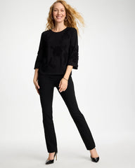 Chico's Discount Black Soutache Elbow Sleeve Tee