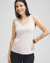 Chico's Sale Smokey Taupe Contour Cotton™ Square Neck Tank