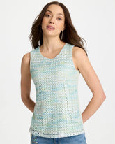 Chico's Outlet Blue Orchid Mermaid Sequin Mesh Crochet Tank