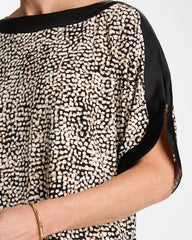 Chico's Online Cattail Brown Printed Jersey & Satin Dolman Tee