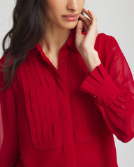 Chico's For Sale Carmine Red Pintuck Georgette Tunic