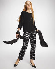 Chico's Discount Black Matte Jersey Bubble Hem Top