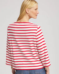 Chico's Sale Love Letter Red Bateau Neck Stripe Top
