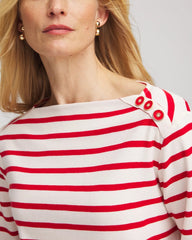 Chico's Sale Love Letter Red Bateau Neck Stripe Top