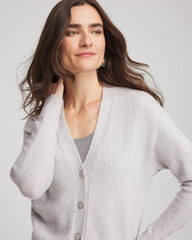 Chico's On Sale Dove Gray Shine Boyfriend Cardigan