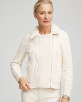 Chico's For Sale English Cream Fur Trim Moto Cardigan