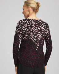 Chico's Outlet Black Ella Printed V-Neck Sweater
