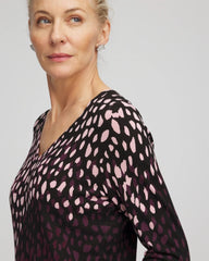 Chico's Outlet Black Ella Printed V-Neck Sweater