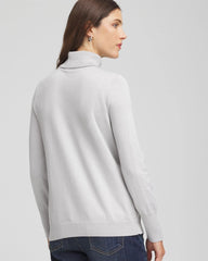 Chico's On Sale Silver Glitter Metallic Turtleneck Pullover Sweaters