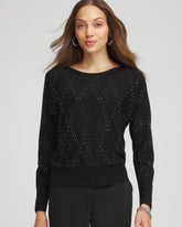 Chico's On Sale Black Ella Embellished Dolman Pullover Sweater