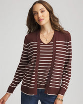 Chico's Online Cacao Ella Striped Long-Sleeve Cardigan