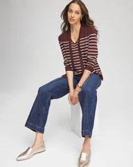 Chico's Online Cacao Ella Striped Long-Sleeve Cardigan