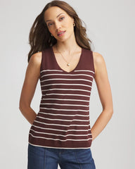 Chico's Discount Cacao Ella Striped Sweater Tank