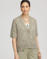 Chico's Sale Washed Sage Short Button-down Cardigan