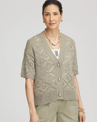 Chico's Sale Washed Sage Short Button-down Cardigan