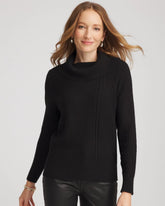 Chico's Discount Black Ribbed Cowlneck Sweater