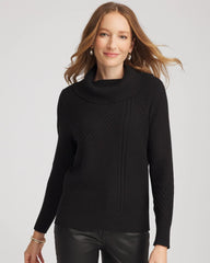 Chico's Discount Black Ribbed Cowlneck Sweater
