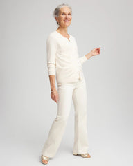 Chico's On Sale English Cream Embellished Crewneck Cardigan