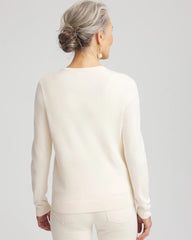 Chico's On Sale English Cream Embellished Crewneck Cardigan