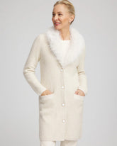 Chico's Sale English Cream Fur Trim Cardigan