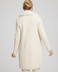 Chico's Sale English Cream Fur Trim Cardigan