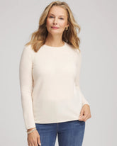 Chico's Outlet Cream Crewneck Cashmere Pullover Sweater
