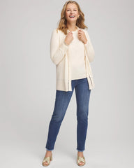 Chico's Outlet Cream Crewneck Cashmere Pullover Sweater
