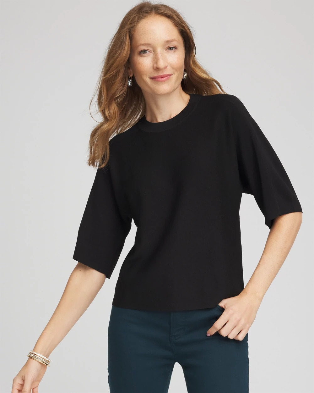 Chico's For Sale Black Dolman Sleeve Crew Neck Pullover Sweater
