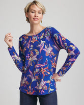 Chico's Online Cobalt Stone Ella Boatneck Printed Pullover Sweater